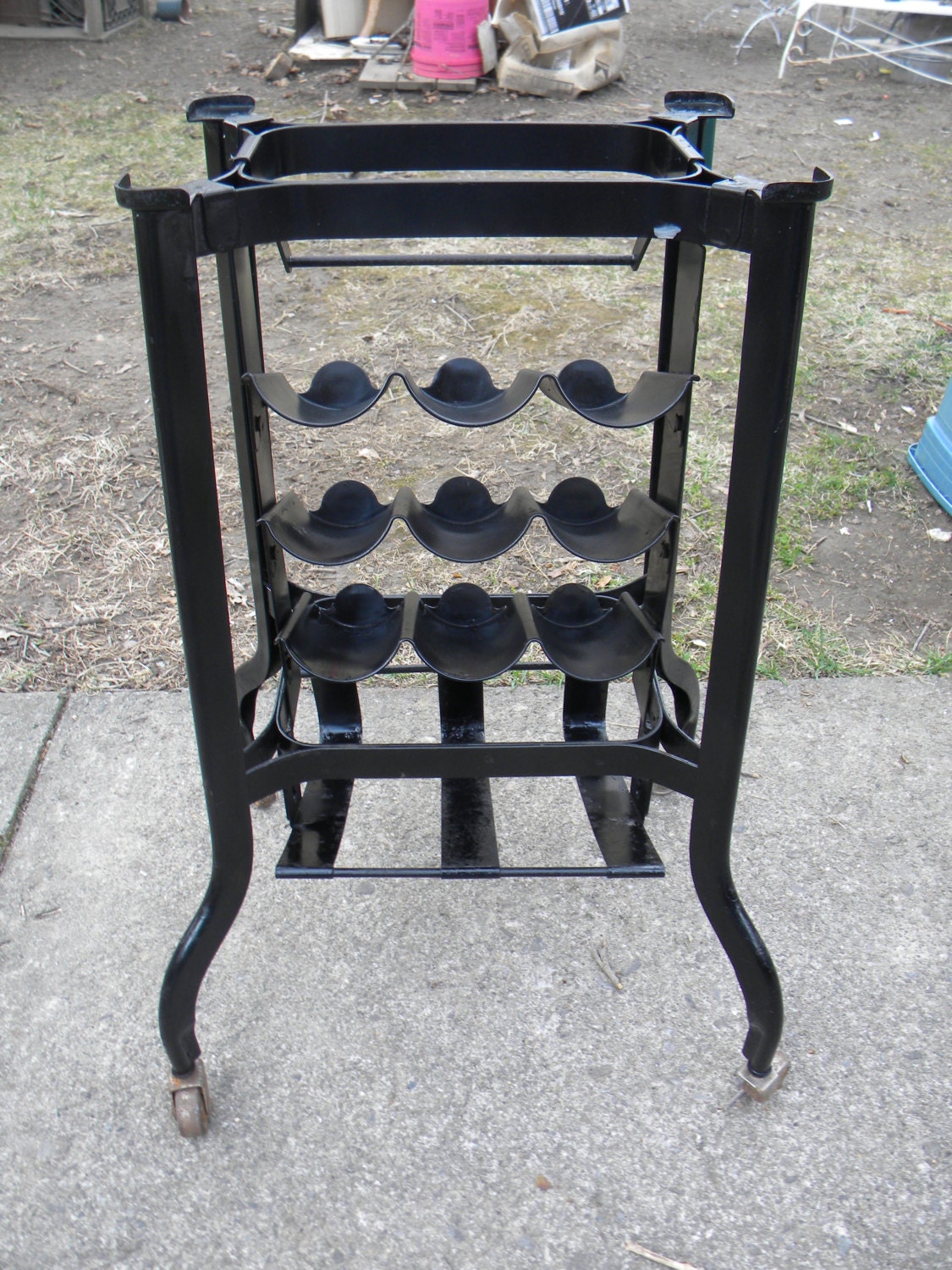 good solid shape vintage antique metal INDUSTRIAL DISPLAY bottle can ...