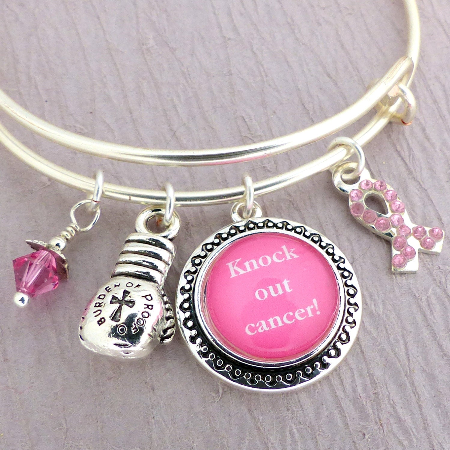 Breast Cancer Bracelet Breast Cancer Bangle Adjustable Pink