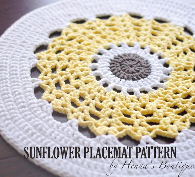 Crochet Placemat Pattern Sunflower Placemat PDF