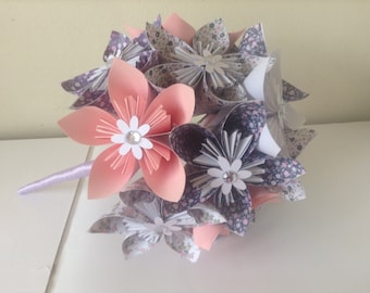 Origami kusudama paper flower bouquet