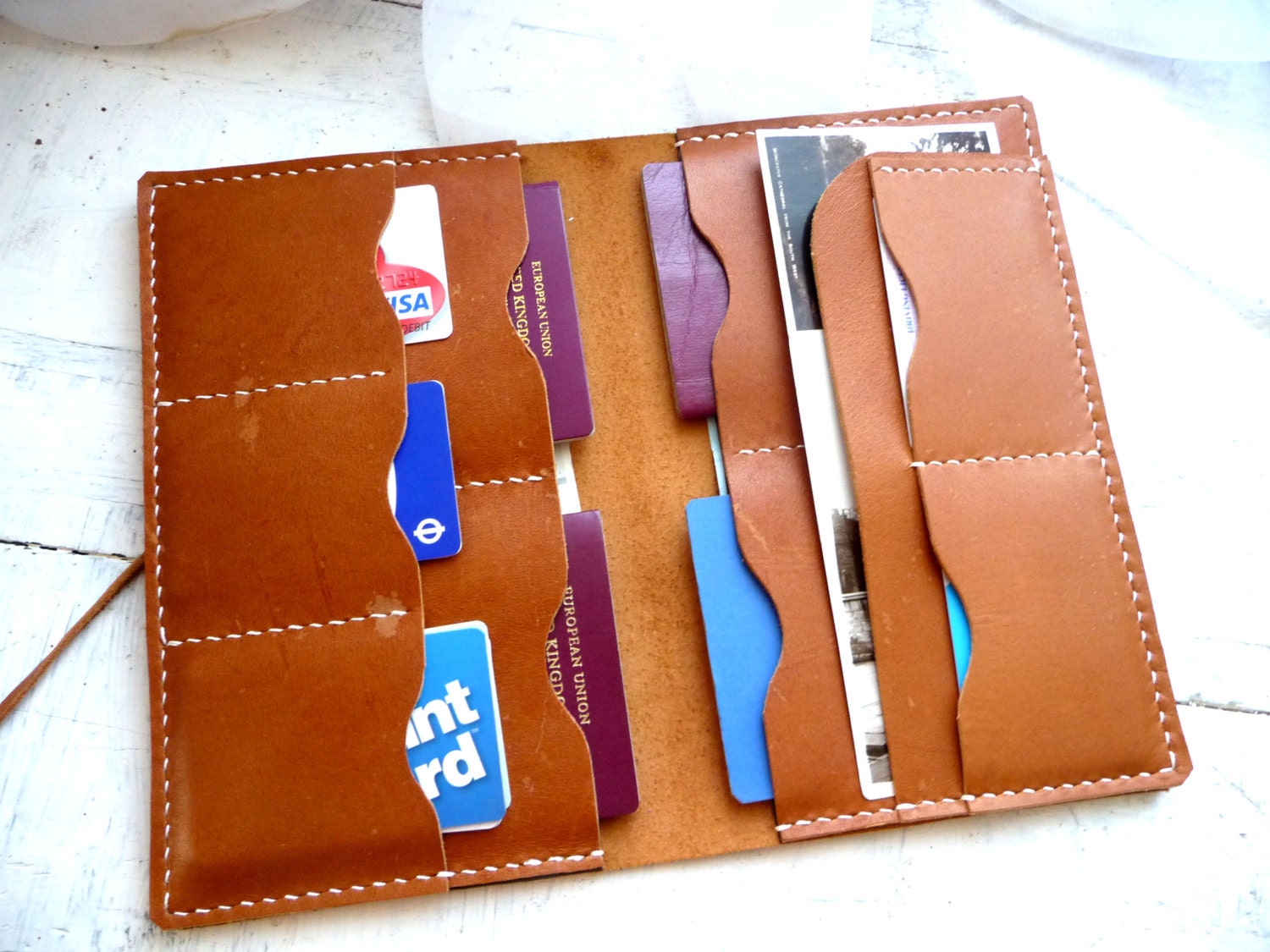 Leather passport wallet family passport holder travel