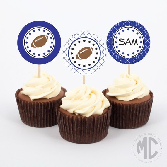Football Printable Digital Party Circles / Cupcake Toppers -- Mirabelle Creations Il_570xn
