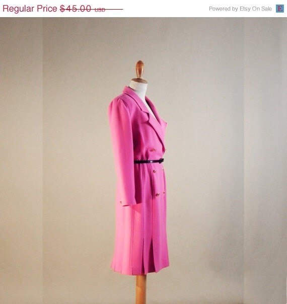 MOTHERS DAY Pink dress coat with buttons by VintageByElena on Etsy