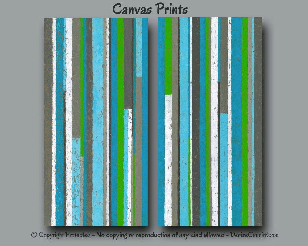 Striped wall art Abstract painting Canvas art print set