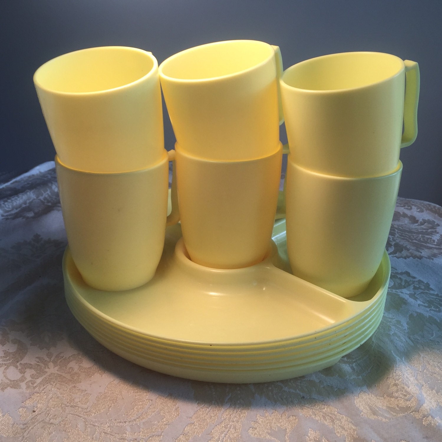 Yellow Melamine Mugs and Plates by Burlington Basket Co