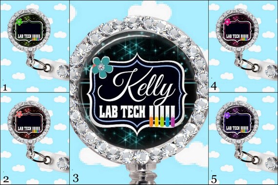 Lab Tech Vials Personalized Retractable ID Badge Reel Id