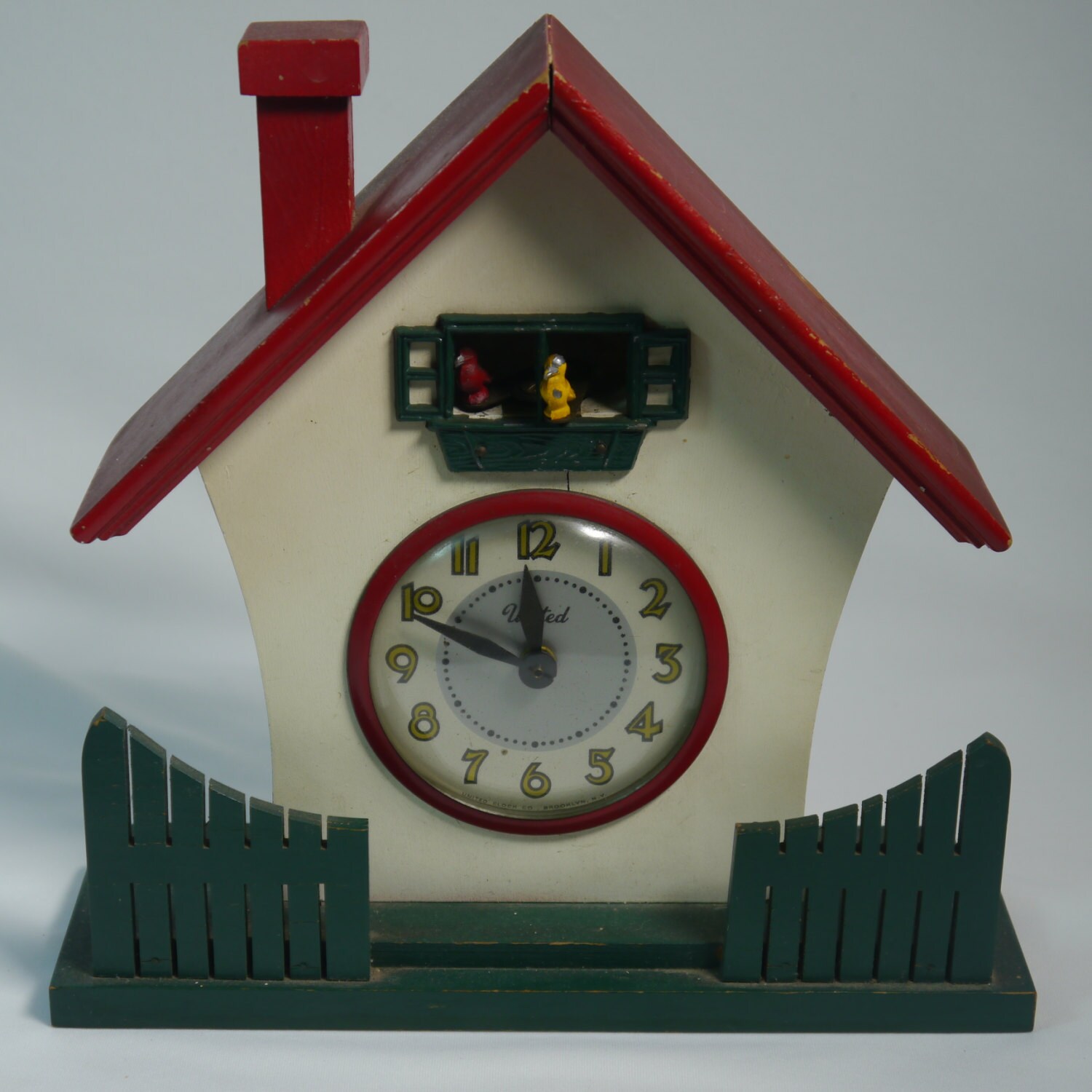 Vintage Children's Birdie Coo coo Clock House Red Roof