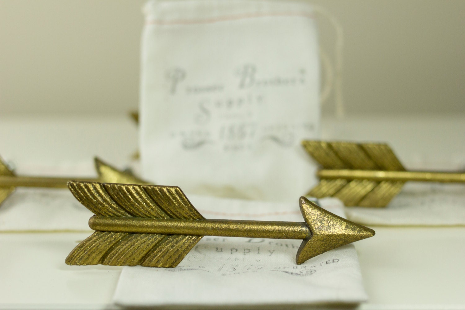 Large Gold Metal Arrow Drawer Pull Vintage Style Kitchen