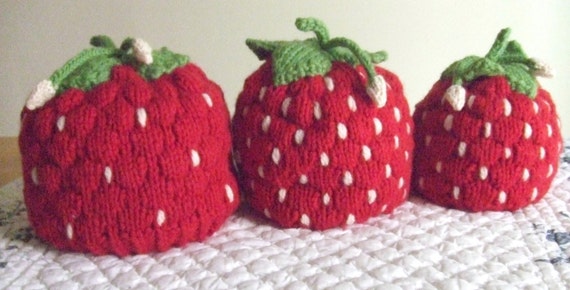 Knitting Pattern Strawberry Hats, knit strawberry small child medium child ad...
