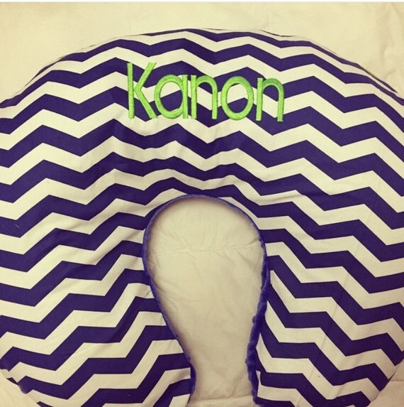 polka dot or chevron & minky boppy slipcover monogrammed with