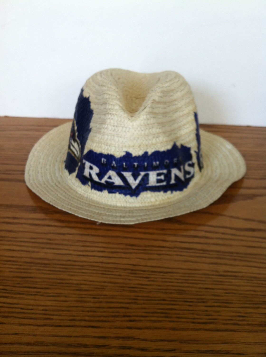 Baltimore Ravens Straw Hat Fedora Summer Fun Hat Decoupaged