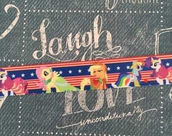 7/8" Grosgrain July 4th My little Pony Ribbon