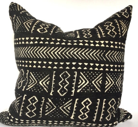 Black and white african mudcloth pillow cover by HouseofPillows