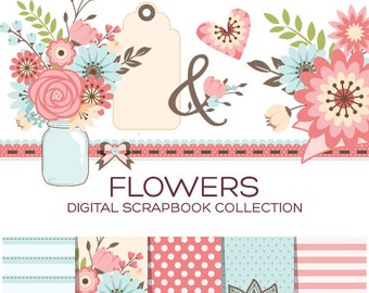 Floral Clipart Floral Clip Art Flower Clipart Flourish Clipart Wedding Clipart Wedding Clip Art Valentine Clipart Floral Stickers - C00001