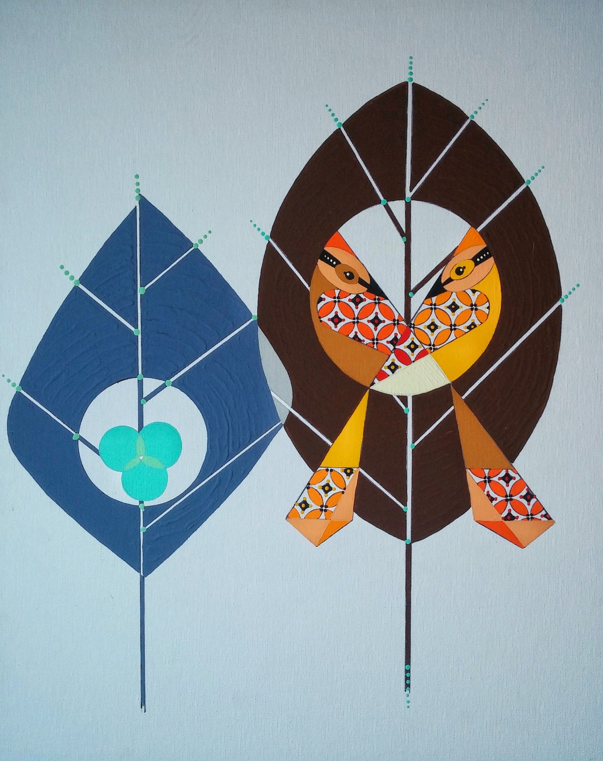 Original bird painting Mid Century Modern by COLBYandFRIENDS