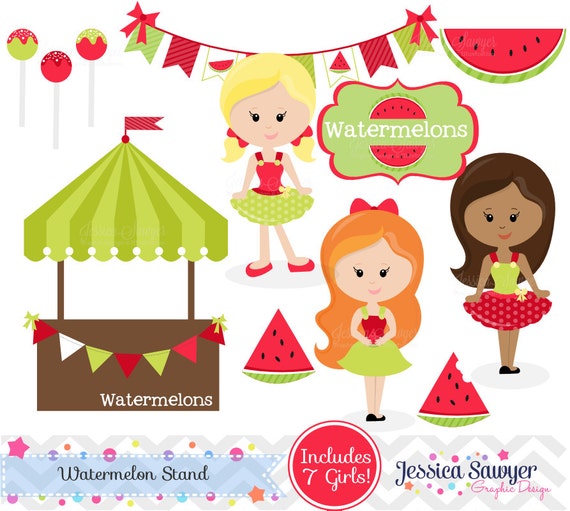 INSTANT DOWNLOAD,watermelon clipart and vectors for personal and commercial use Il_570xn