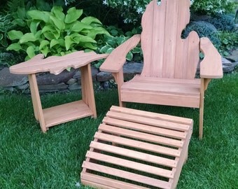 Michigan Adirondack Chair with Larg e Size Upper Peninsula Side Table 