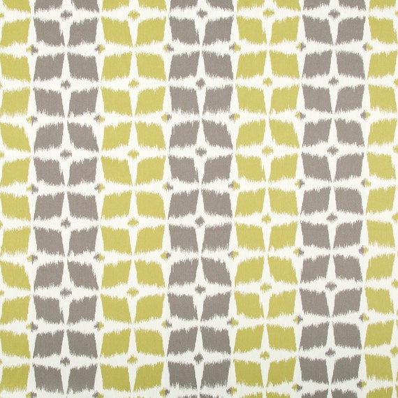 Yellow Grey Geometric Upholstery Fabric Modern by PopDecorFabrics