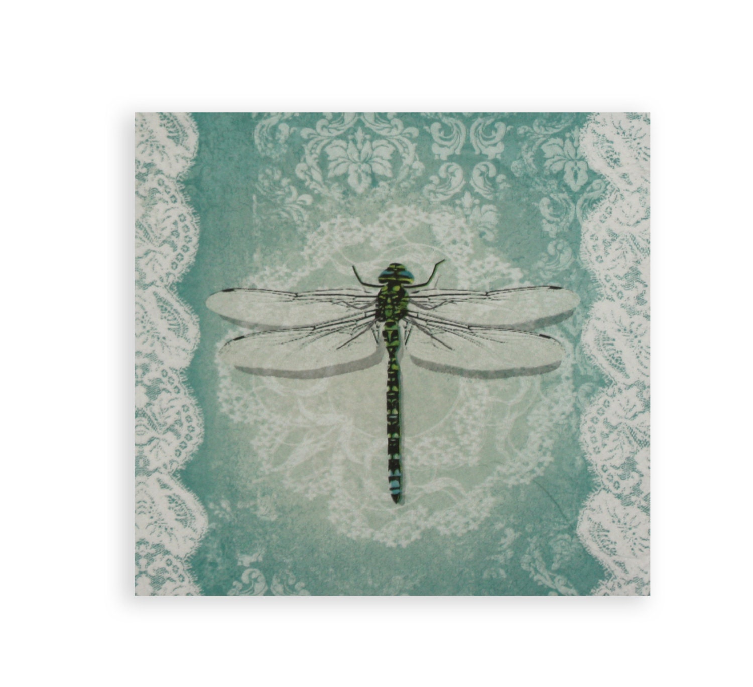 Dragonfly paper napkin for decoupage mixed media collage
