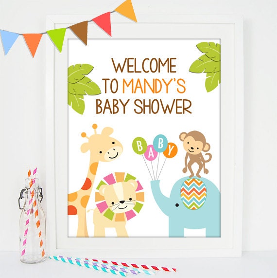Welcome Sign Safari Baby Shower Printable by DianaMariaStudio