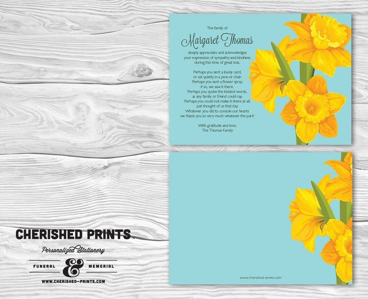 Daffodil Sympathy Memorial and Funeral Thank by CherishedPrints