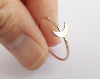 Flash Sale Gold Moon Ring, Textured Moon Rings, Gold Stacking Rings, Goldfill Moon Ring, Stacking Band Rings, Moon, Crescent Moon Ring, Simp