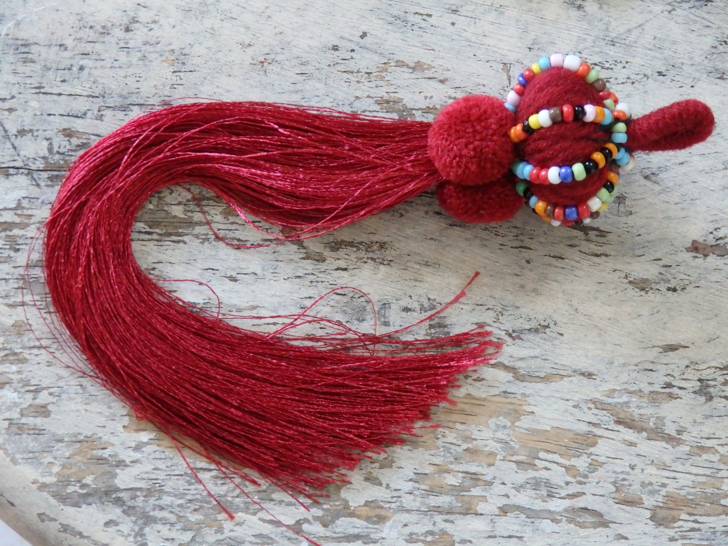 Thai beaded tassel ONE large beaded tassel with by TintinBeads