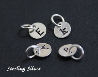 Tiny sterling silver initial charms - 1/4" (6.4mm) - personalized initial charms