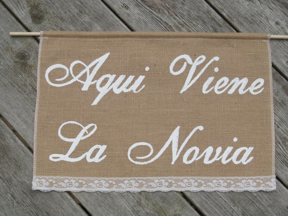 Aqui Viene La Novia Banner Spanish Here Comes by BridesandBellas