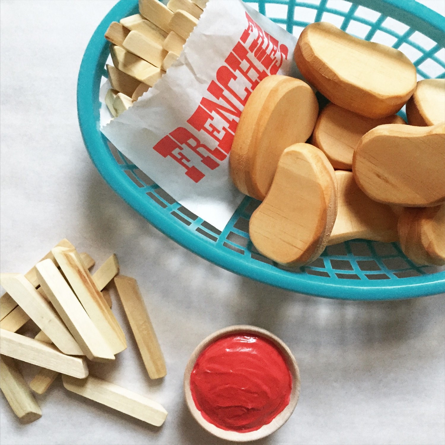 NEW Wooden Play Food 6 Chicken Nuggets and by BYOImagination