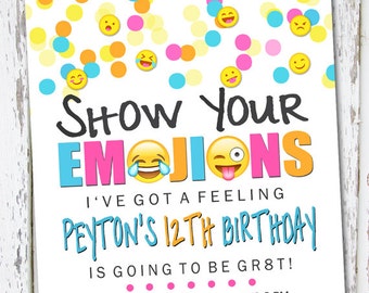 Emoji Invite, emoji invite, emoji invitation, emoji birthday invite, emoticon invite, texting invite
