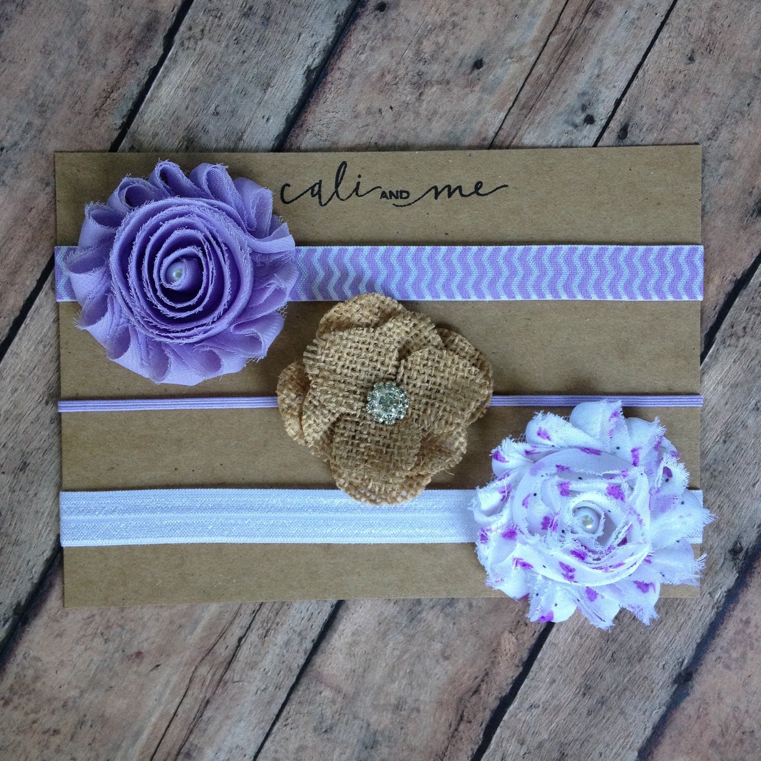 Baby Headband Set. Lavender Floral Burlap and by CaliandMeBoutique