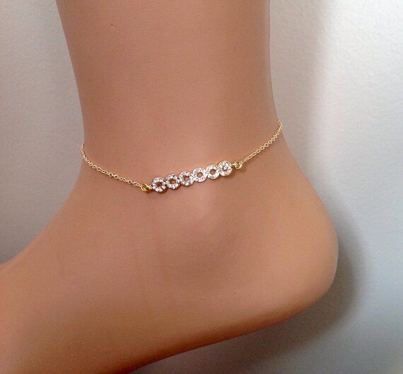 Gold Plated AnkletRhinestone Gold JewelrySummer by NalansJewellery