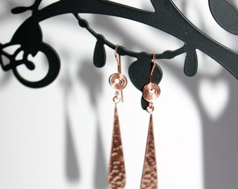 Battered Copper Drop Earrings