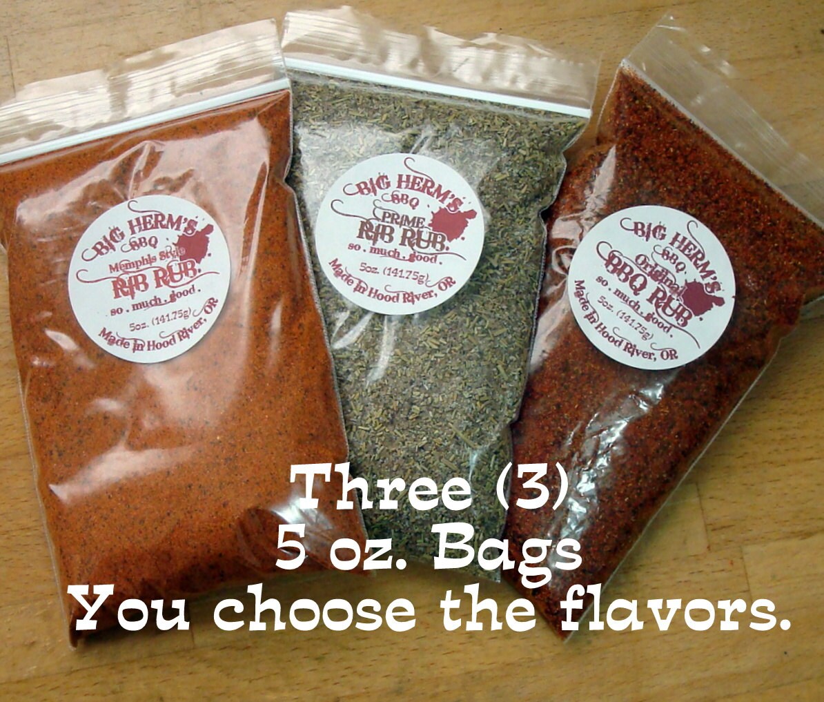 BBQ Rub Gift Set by Big Herm's BBQ 3 5oz. bags You by BigHermsBBQ