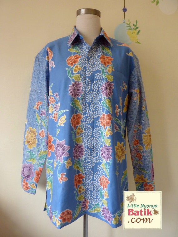 Peranakan Baba Shirt Long Sleeve. size XL by LittleNyonyaBatik