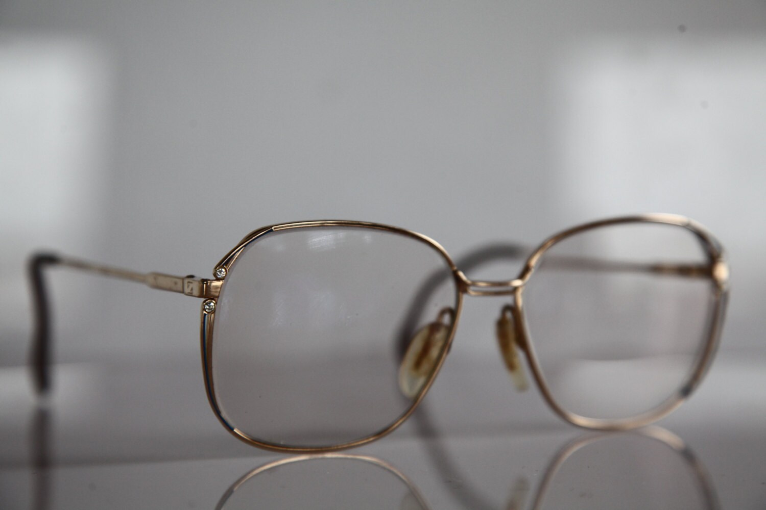 Vintage CARL ZEISS eyewear Gold Frame Rhinestones Clear