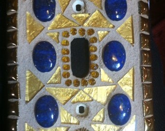 Golden Mosaic Switch Plate with Lapus Lazuli accents