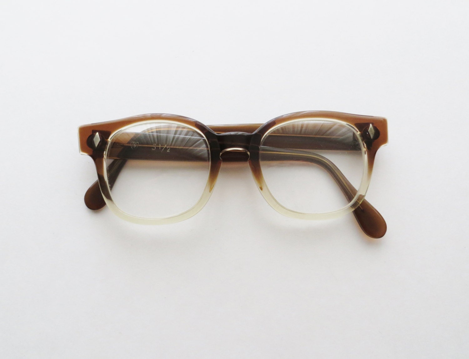 70s Oversized Brown Ombre Eyeglasses Prescription Eyewear 