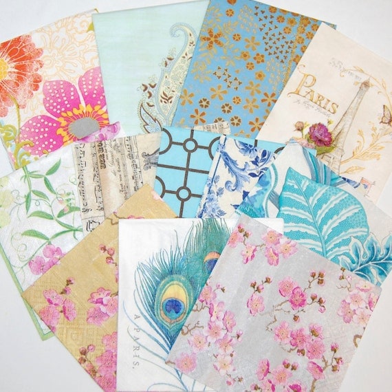 Decoupage Napkins Lot 12 Beautiful Paper by craftpapersource