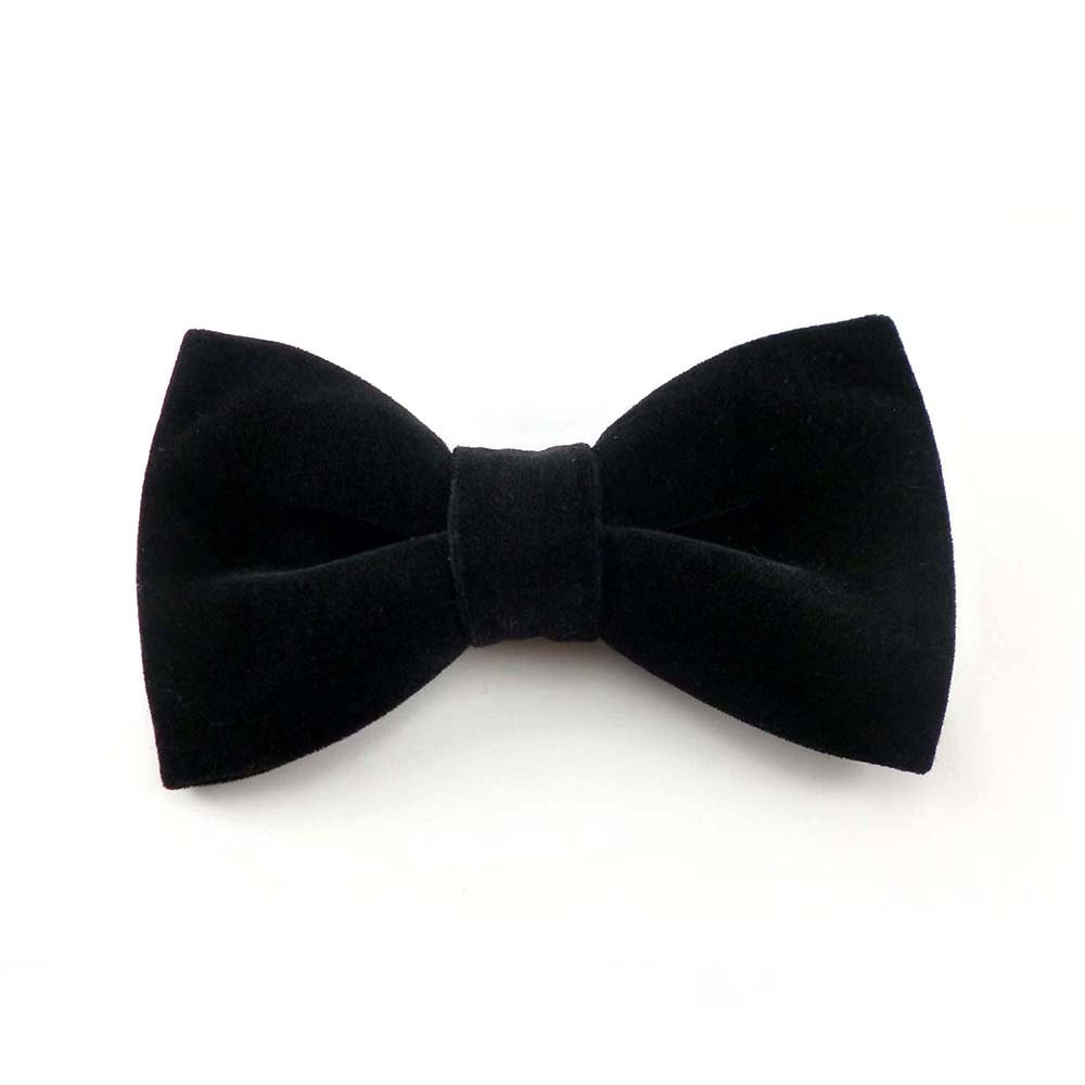 Black velvet clip on bow tie mens bow tie velvet bow tie