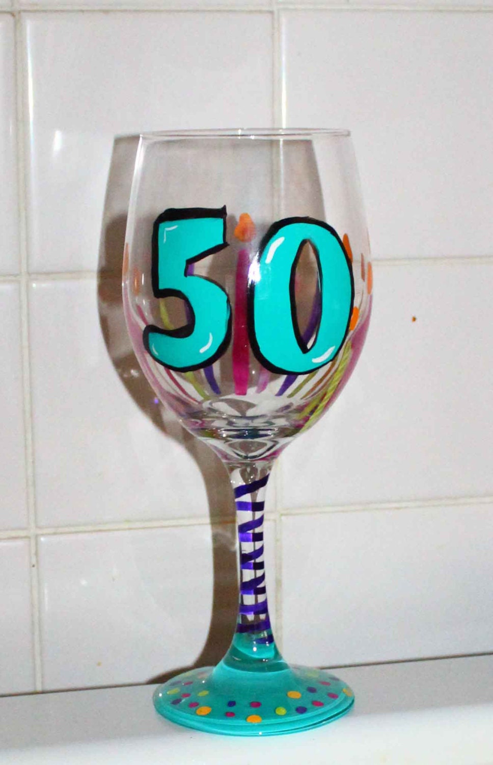 50th Wine Glass 50th Birthday T 50 Wine Glass Custom