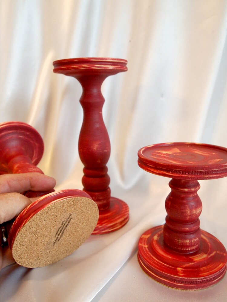 Primitive Pottery Red Pillar Candle Holder by SmokyMtWoodNThings