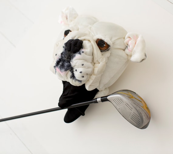 Golf club headcover Custom DOG portrait Bulldog golfer