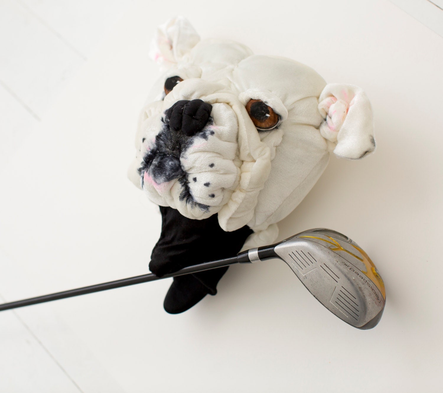 Golf club headcover Custom DOG portrait Bulldog golfer