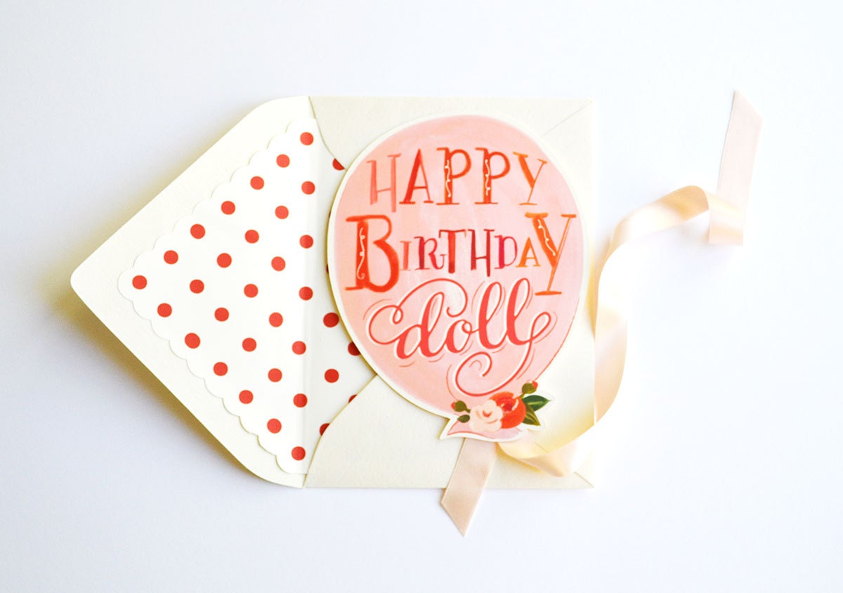 Happy Birthday Doll Card with Ribbon