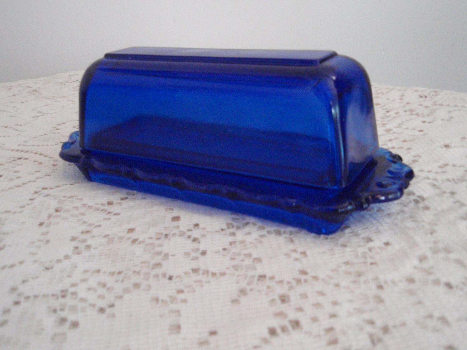 Cobalt Blue Butter Dish with covered lid,Vintage blue butter serving