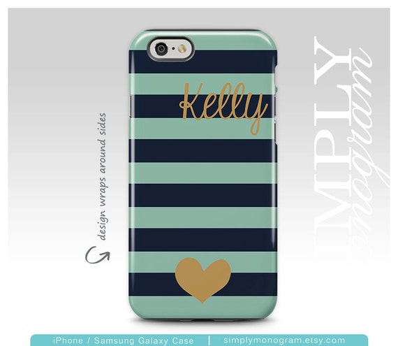 Navy and Teal Striped Case