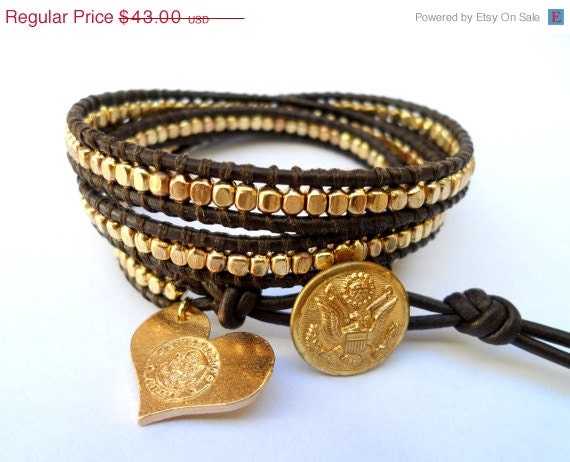 APRIL SALE I Love my Solider Gold Army Triple by WithLoveWraps