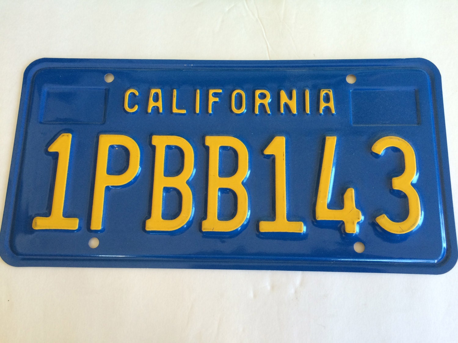 1970s California License Plate Blue Yellow Old School Vintage